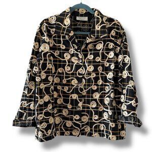 Vintage 90s Giancarlo Ferrari Black Plaid Embroidered Blazer Jacket Size XL